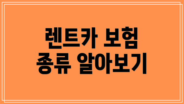렌트카 보험 종류 알아보기