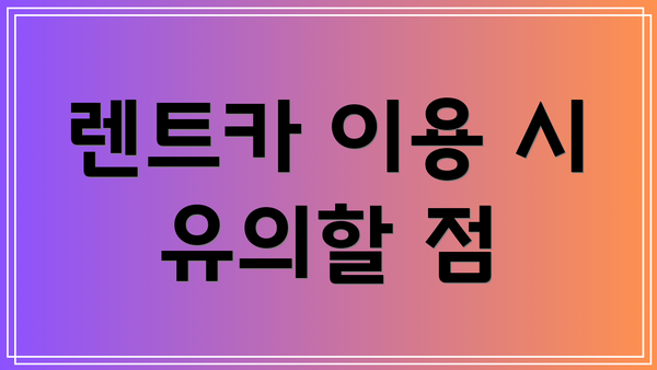 렌트카 이용 시 유의할 점