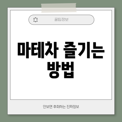 마테차 즐기는 방법
