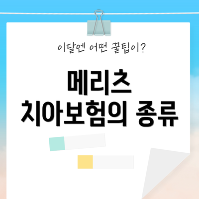메리츠 치아보험의 종류