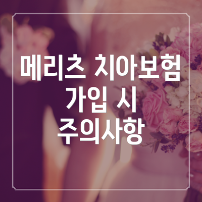 메리츠 치아보험 가입 시 주의사항