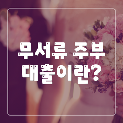 무서류 주부 대출이란?