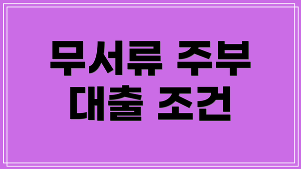 무서류 주부 대출 조건