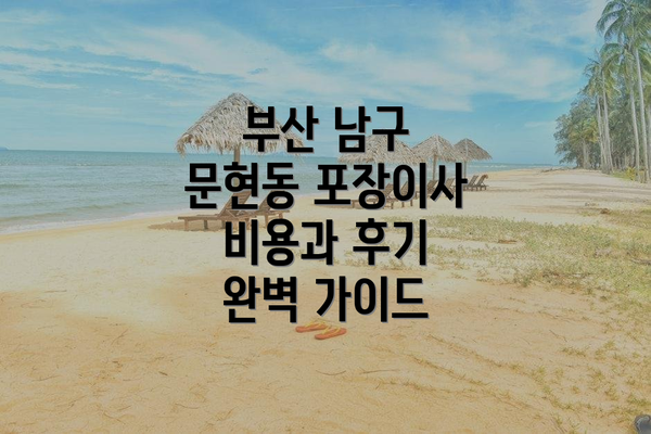 부산 남구 문현동 포장이사 비용과 후기 완벽 가이드