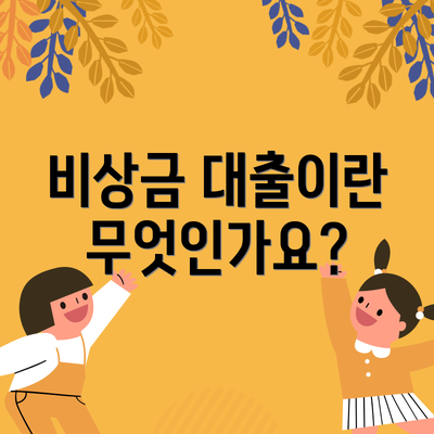 비상금 대출이란 무엇인가요?