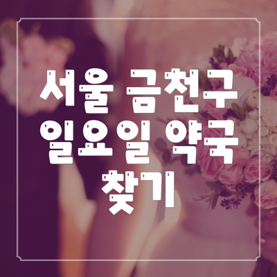 서울 금천구 일요일 약국 찾기