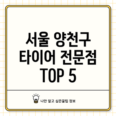 서울 양천구 타이어 전문점 TOP 5