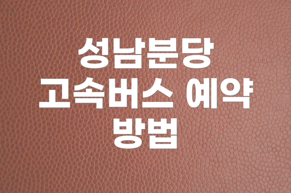 성남분당 고속버스 예약 방법