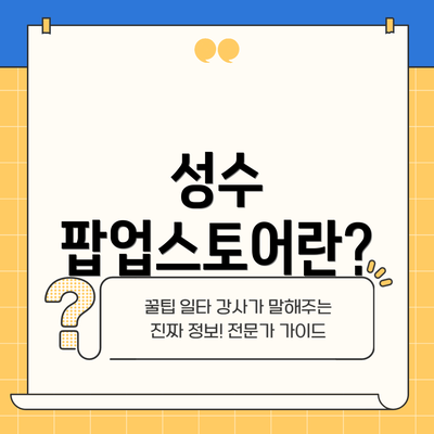 성수 팝업스토어란?