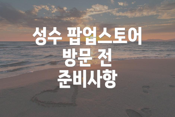 성수 팝업스토어 방문 전 준비사항