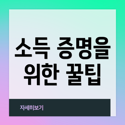소득 증명을 위한 꿀팁