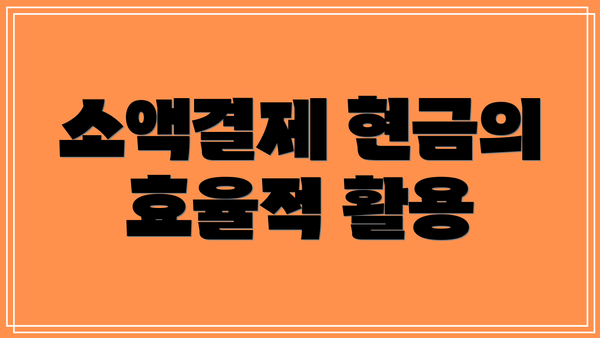 소액결제 현금의 효율적 활용
