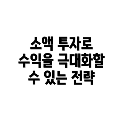소액 투자로 수익을 극대화할 수 있는 전략