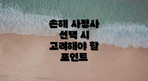 손해 사정사 선택 시 고려해야 할 포인트