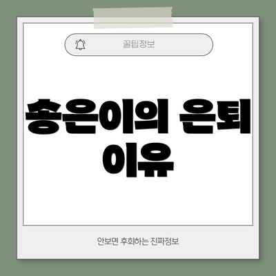 송은이의 은퇴 이유