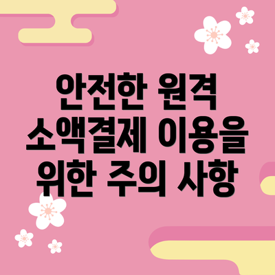 안전한 원격 소액결제 이용을 위한 주의 사항