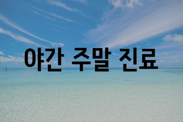 야간 주말 진료