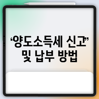 양도소득세 신고 및 납부 방법