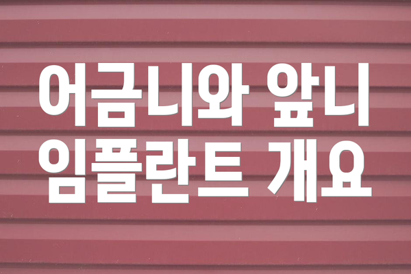 어금니와 앞니 임플란트 개요