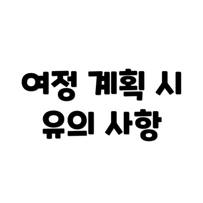 여정 계획 시 유의 사항