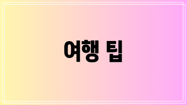 여행 팁