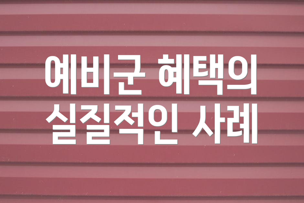 예비군 혜택의 실질적인 사례