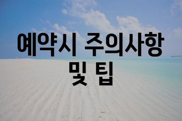 예약시 주의사항 및 팁