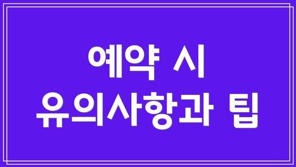 예약 시 유의사항과 팁