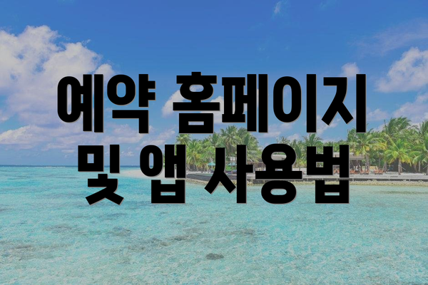 예약 홈페이지 및 앱 사용법