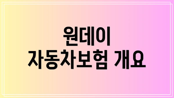 원데이 자동차보험 개요