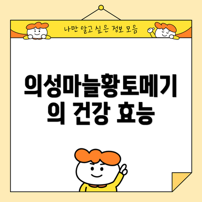 의성마늘황토메기의 건강 효능