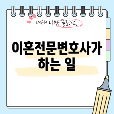 이혼전문변호사가 하는 일