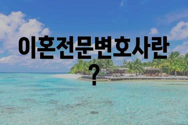 이혼전문변호사란?