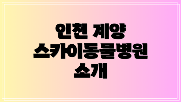 인천 계양 스카이동물병원 소개