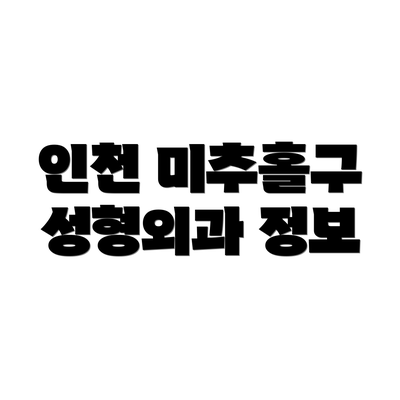 인천 미추홀구 성형외과 정보