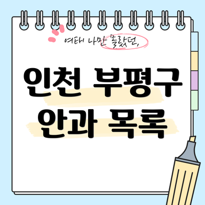 인천 부평구 안과 목록