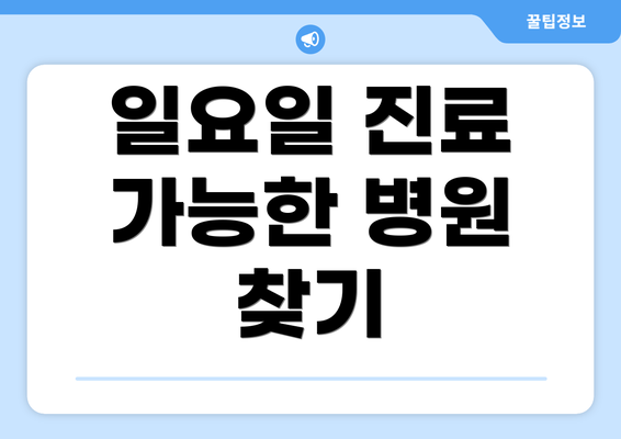 일요일 진료 가능한 병원 찾기