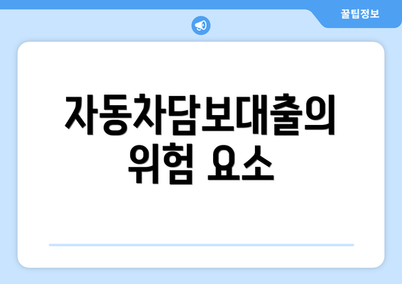 자동차담보대출의 위험 요소