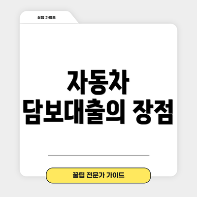 자동차 담보대출의 장점