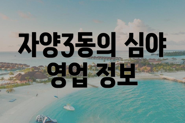 자양3동의 심야 영업 정보