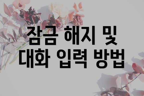 잠금 해지 및 대화 입력 방법