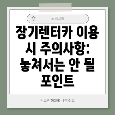 장기렌터카 이용 시 주의사항: 놓쳐서는 안 될 포인트