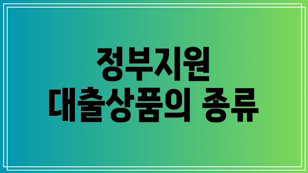 정부지원 대출상품의 종류