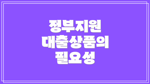 정부지원 대출상품의 필요성