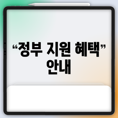 정부 지원 혜택 안내