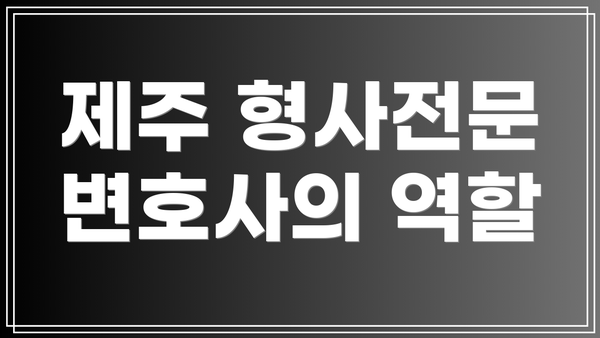 제주 형사전문 변호사의 역할