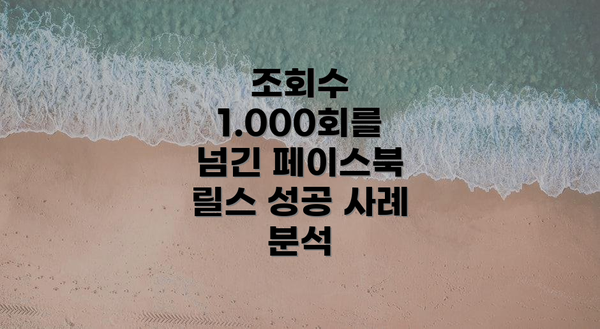 조회수 1.000회를 넘긴 페이스북 릴스 성공 사례 분석