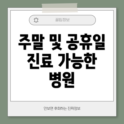 주말 및 공휴일 진료 가능한 병원