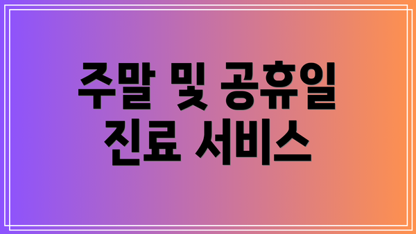주말 및 공휴일 진료 서비스