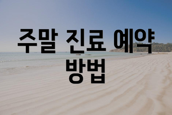 주말 진료 예약 방법